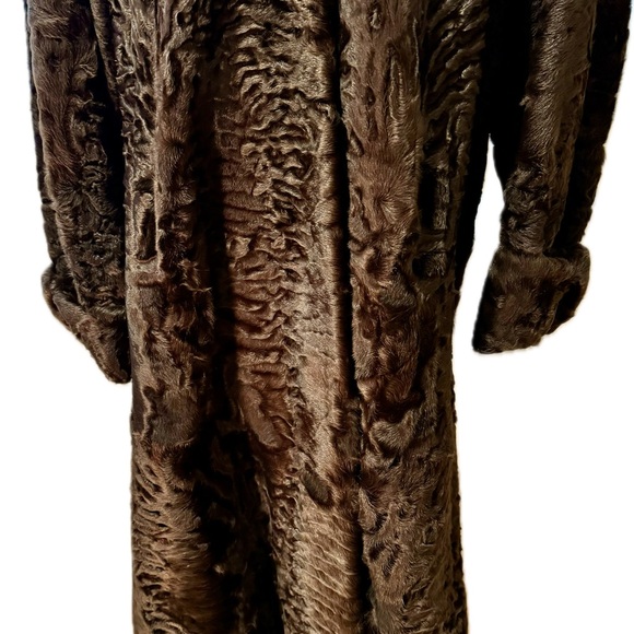Lamb Karakul fur brown full cut Fabulous coat, long elegant size medium - Picture 5 of 16
